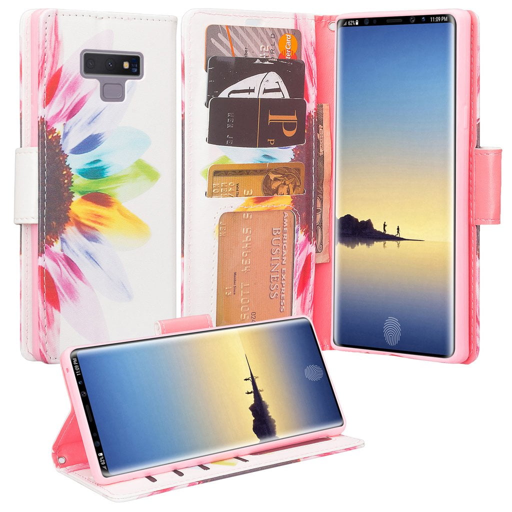 Samsung Galaxy Note 9 Case Cute Flip Folio Kickstand Pu Leather Wallet Case With Id Card Slots Pocket Phone Case Cover For Girls Women Blue Butterfly Walmart Com Walmart Com