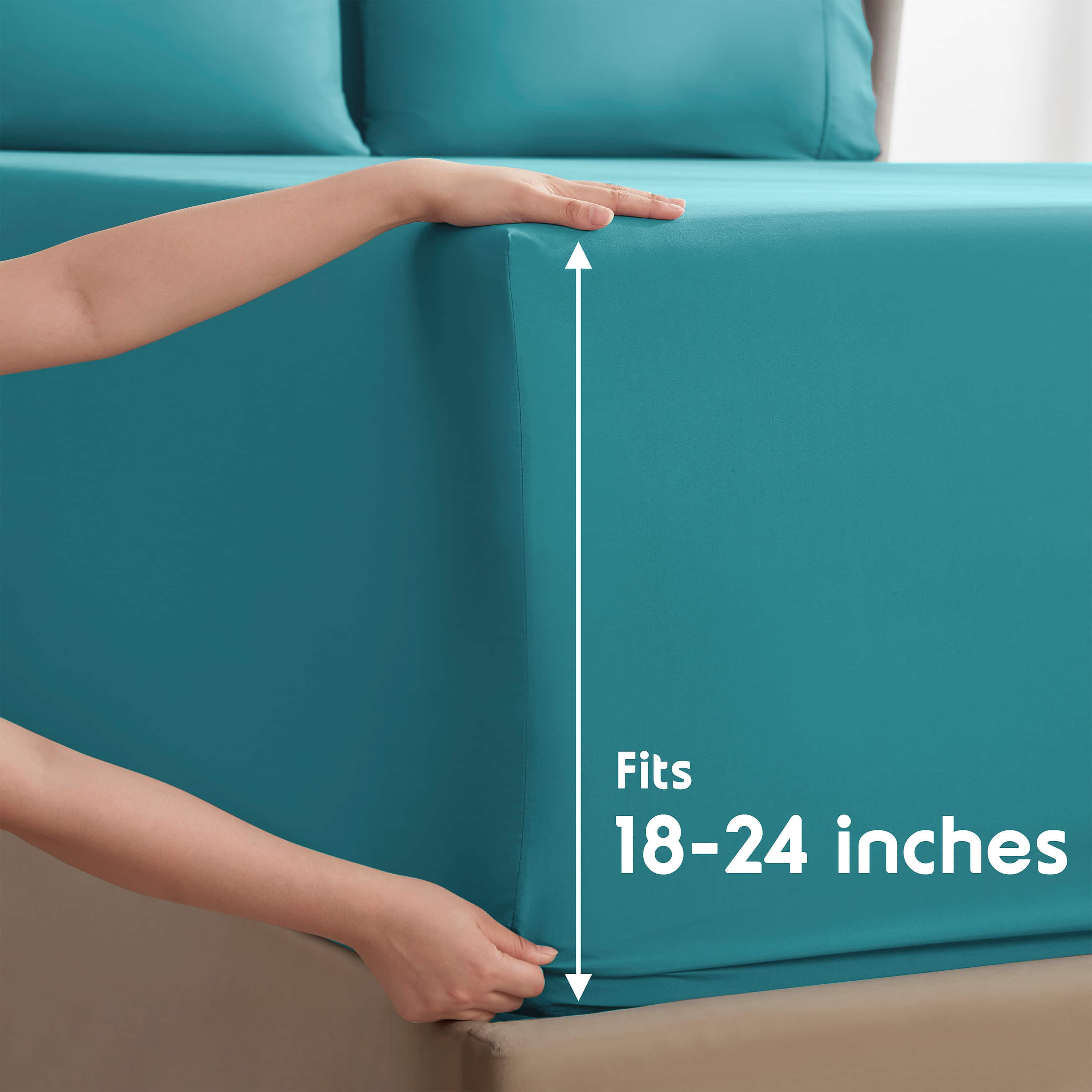 LammaLoe Extra Deep Pocket Split King Sheets set, Fits 18"-24" Mattress, 7 Piece Soft Microfiber Bed Sheet Sets, Teal