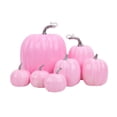 thumbnail image 2 of 7 Pcs Assorted Sizes Artificial Pumpkins Fall Decor Fake Faux Foam Pumpkins for Halloween Thanksgiving Harvest Home Table Decor (Pink), 2 of 7