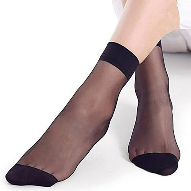 Xiao Hua 10 pares de calcetines tobilleros de nailon transparentes para mujer (E)