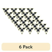 (6 pack) Way to Celebrate! Foil Gold Black Buffalo Plaid Flag Banner, 8ft