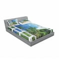 thumbnail image 3 of Ambesonne Tropical Fitted Sheet & Pillow Sham Set, Green Colored Window View, Twinxl, Multicolor, 3 of 3
