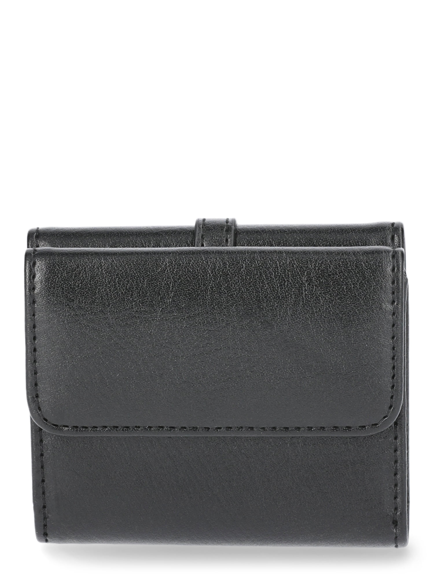 Time and Tru Women's Thea Double Sided Trifold Wallet, Black