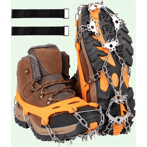Ice Cleats Traction Snow Grips for Boots - Stainless Steel Spikes - Safe and Protect for Fishing, Walking, Climbing, and Hiking on Snow and Ice