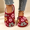 thumbnail image 4 of Domzle Cute Fuzzy House Slippers for Women Men Non-Slip Memory Foam Shoes Red US-5.5, 4 of 4