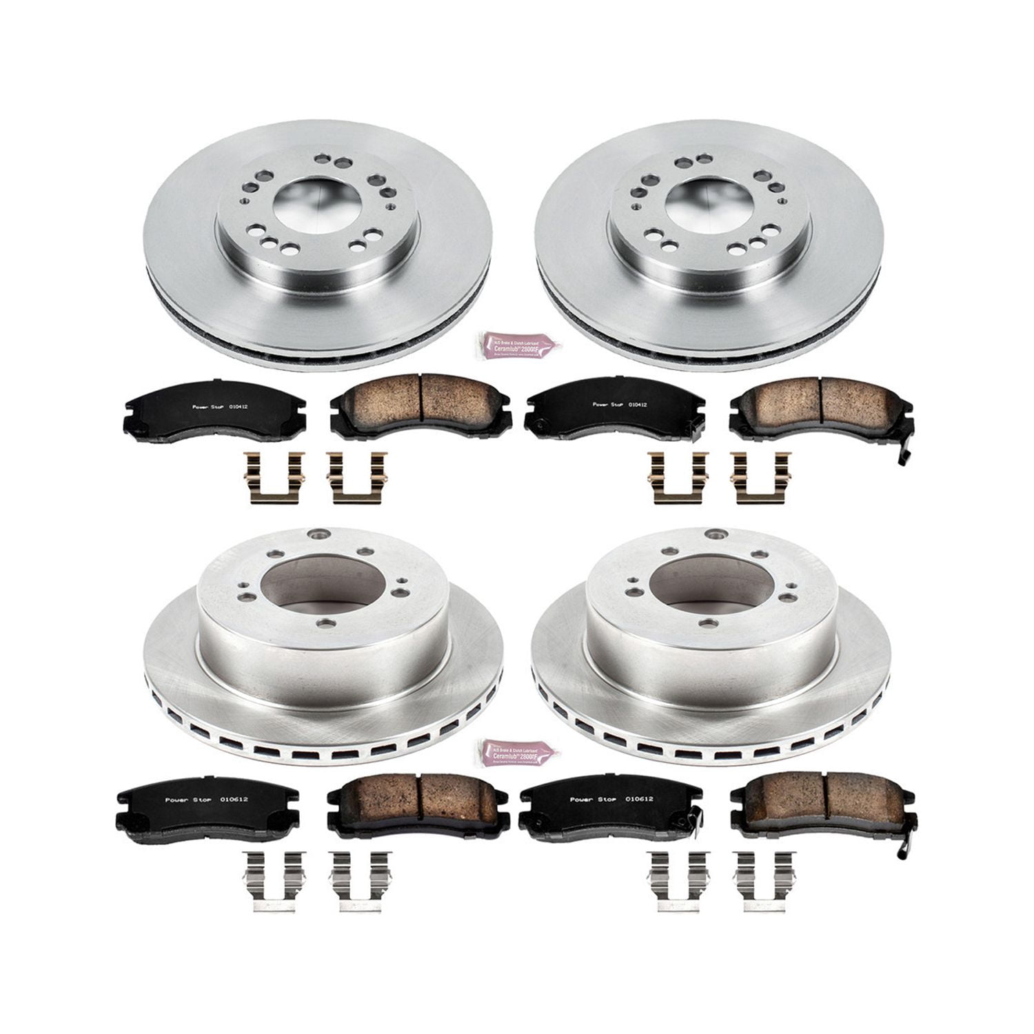 Power Stop Front and Rear Stock Replacement Brake Pad and Rotor Kit KOE800 Fits 1992 Dodge Stealth