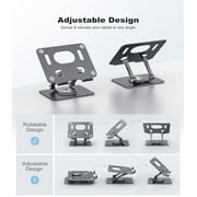 Tablet Stand for Desk, KEXIN Aluminum Adjustable Universal Tablet Holder - Compatible with iPad, 360°Swivel Base, Black