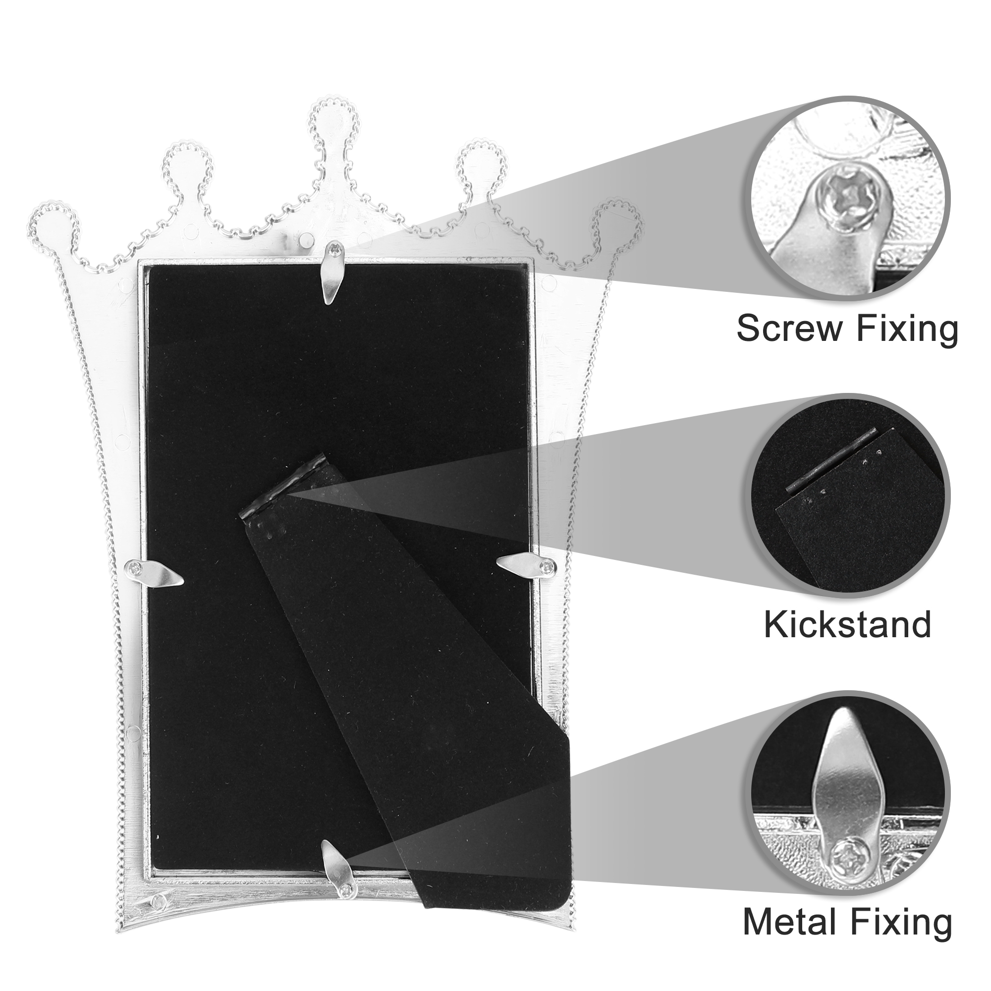 Unique Bargains Pearl Picture Frame Resin Photo Frames Silver 5x7