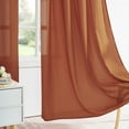 thumbnail image 4 of NICETOWN Burnt Orange Privacy Sheer Curtains, Non-See-Through Sheer Curtains Light Filtering Window Drapes for Bedroom Living Room, 52"x63", Set of 2, 4 of 10