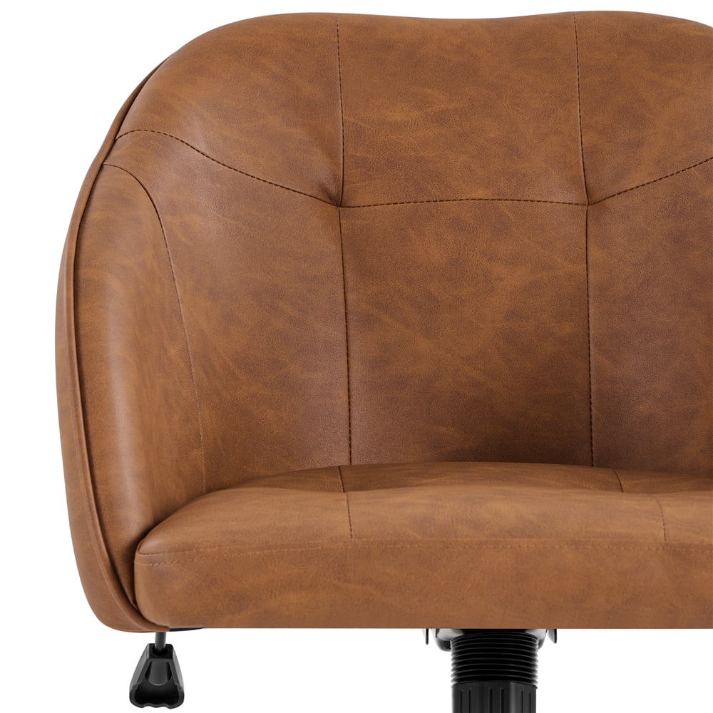 Yaheetech Modern Faux Leather Desk Chair for Home Office,Retro Brown