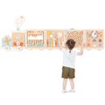 thumbnail image 1 of Pizarra de actividades de tren Pillowhale, juguetes sensoriales Montessori de madera, centro de actividades de aprendizaje 12 en 1 para sala de juegos, guardería, aula, juguetes educativos para niños, 1 of 7