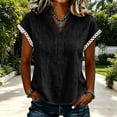 thumbnail image 4 of MAFYTYTPR Women's Lace Trim Cap Sleeve V-Neck Crinkle Cotton Blouses Spring Summer Casual Tops for Everyday Wear S-3XL Plus Size, 4 of 6