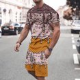 thumbnail image 2 of RUTAYY Men's Outfits Summer Casual Ice Cream Print Round Neck Short Sleeve Tee Shorts with Pocket Loose Fit Daily Wear Comfortable Playful Vacation Clothing Sets, 2 of 4