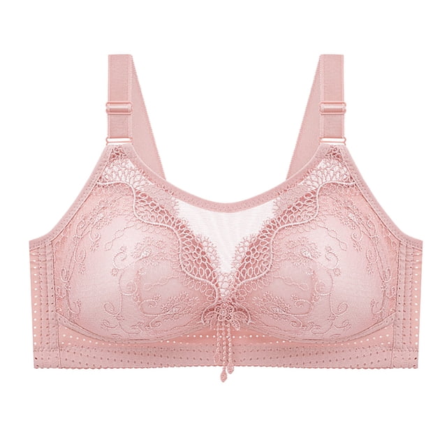 LLYWEY Plus Size Bras for Women on Clearance Wireless Bras Women No Padding Ladies Full Coverage Bra Style-1448 Women Support Bra Feature Adult Female T-Shirt Sports Bras Pinks 34B