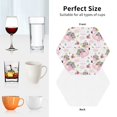 thumbnail image 4 of KLL Drink Coasters Set Hexagon of 4,PU Leather Absorbent Coasters Set Decorative Coffee Cup Coasters Housewarming Gift for Home Decor-Flamingo And Flowers, 4 of 5