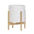 thumbnail image 2 of Geometric Metal Planter Pot With 4-Leg Gold Metal Base - White - 12"H x 9.5"W, 2 of 4