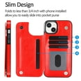 thumbnail image 2 of Allytech Slim Wallet Case for iPhone 15, Flip PU Leather Kickstand Card Slots Case, Double Magnetic Buttons Shockproof Full Body Protection Durable Case for Women Men - Red, 2 of 10
