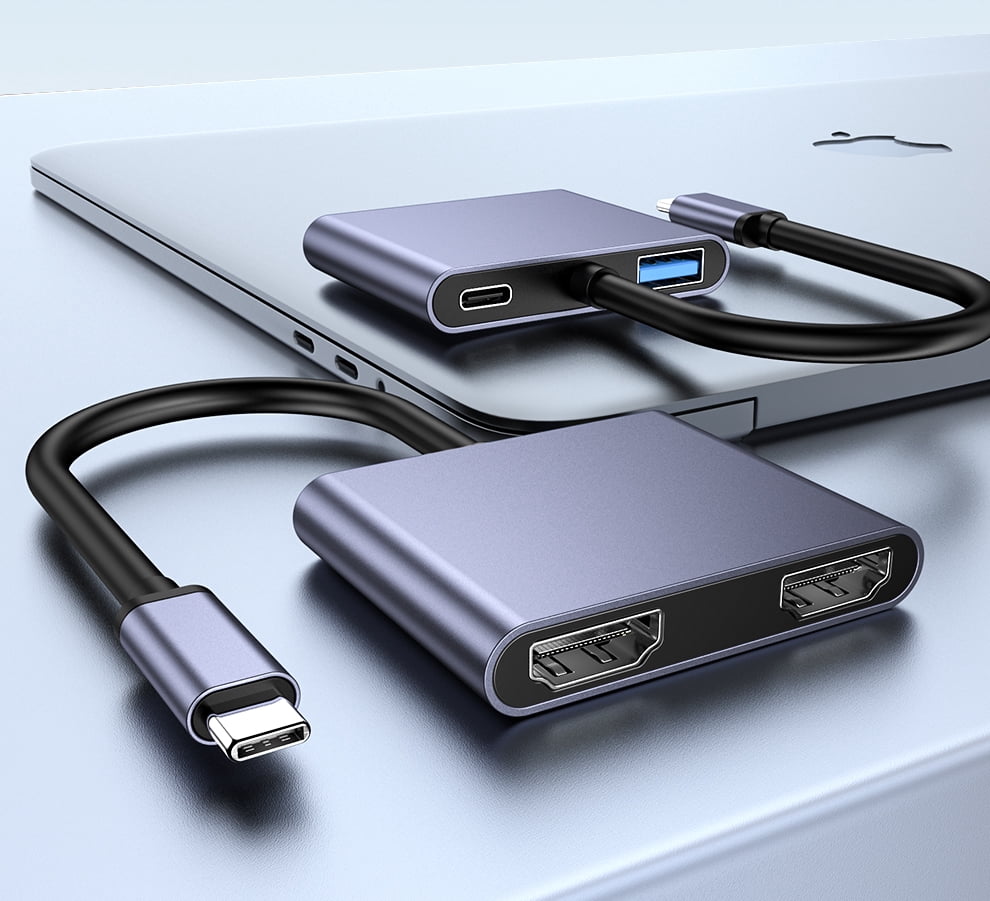 DOONJIEY 4K USB C Hub Type C to Dual HDTV USB 3.0 PD 87W Converter Adapter For Macbook Air Pro M2 M1 Extend 2 Different Screen