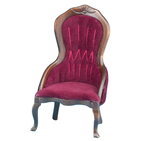 Classics Victorian Lady's Chair, Walnut with Red Velour Fabric