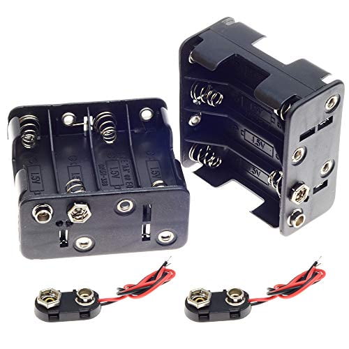 4 Set 8xAA Battery Holders With T Type Wired Connectors - Thicken Battery Cases