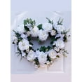 thumbnail image 4 of Flower Wall Decoration Flowers Artificial Wreath White Rose For Front Door Simulation Silk Cloth Heart Shaped Garland, 4 of 7