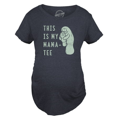 

Maternity This Is My Mama Tee T Shirt Funny Cute Manitee Mom And Baby Pregnancy Top For Ladies (Heather Navy - MAMATEE) - S