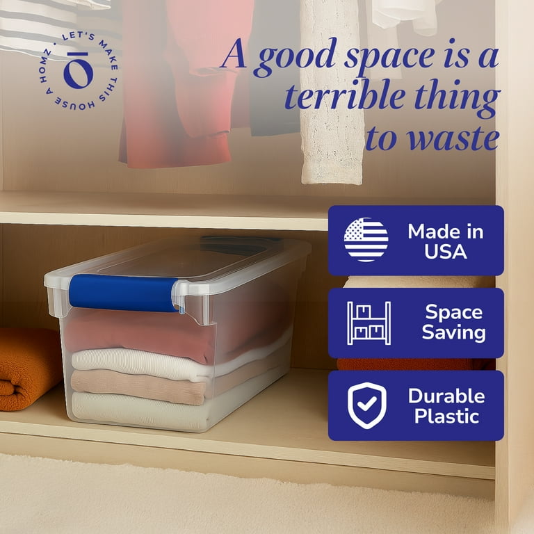 Free Shipping! Homz 7.5 Quart Size Secure Latching Clear Plastic