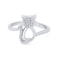 thumbnail image 3 of AFFY Round Natural Diamond Cat Womens Ring in 14k White Gold Over Sterling Silver (0.05 Cttw), 3 of 7