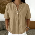 thumbnail image 2 of GUACER Tops for Women Button Down Short Sleeve Henley Shirt, Summer Loose Fit Casual Blouse, 2 of 6