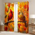 thumbnail image 2 of Manfei Cardinal Bird Blackout Curtains Set of 2 (52x84 Each),Autumn Fall Maples Window Curtains,Red Orange Curtains and Drapes For Children,Breathable Home Decor, 2 of 6