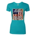 thumbnail image 3 of By His Blood We Are Healed Inspirational/Christian Womens Slim Fit Junior Tee, Tahiti Blue, X-Large, 3 of 5