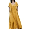 thumbnail image 2 of Gspmoly Robes d'Été, Robe Décontractée pour Dames à Couleur Unie, Col Rond, Plissée, Grande à Manches Courtes, Robes de Travail pour Femmes en Liquidation, 2 of 9