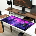 thumbnail image 3 of Desk Pad Cyberpunk Purple Desk Mat City Skyline Gaming Extended Mouse Pad Big Office Keyboard Pc Laptop for Women Large Mousepad with Stitched Eges Non-Slip Base Mouse Keyboard Mat 31.5x11.8 in, 3 of 6