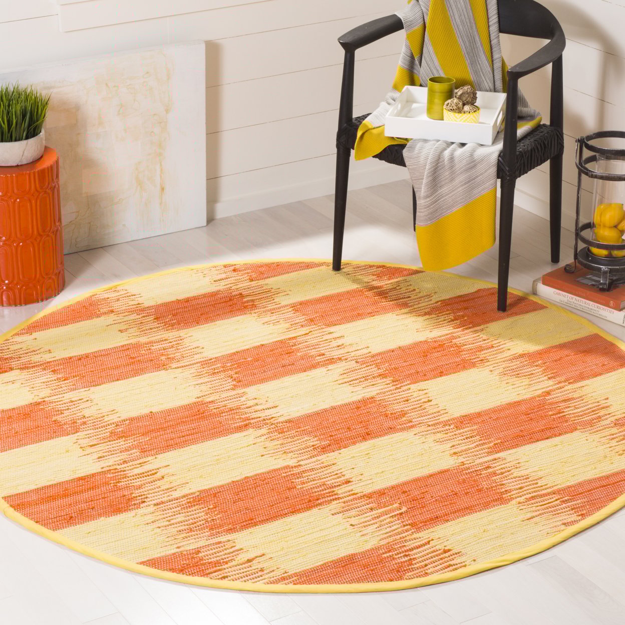 thumbnail image 2 of SAFAVIEH Montauk Eglantine Checkered Cotton Area Rug, Yellow/Orange, 5' x 8', 2 of 10
