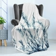 thumbnail image 4 of Flower Soft Flannel Fleece Throw Blanket, X-ray Photo of Group of Wild Orchid Floral Image Unsual Art Elements Print, Cozy Plush for Indoor and Outdoor Use, 70" x 90", Teal White, by Ambesonne, 4 of 5