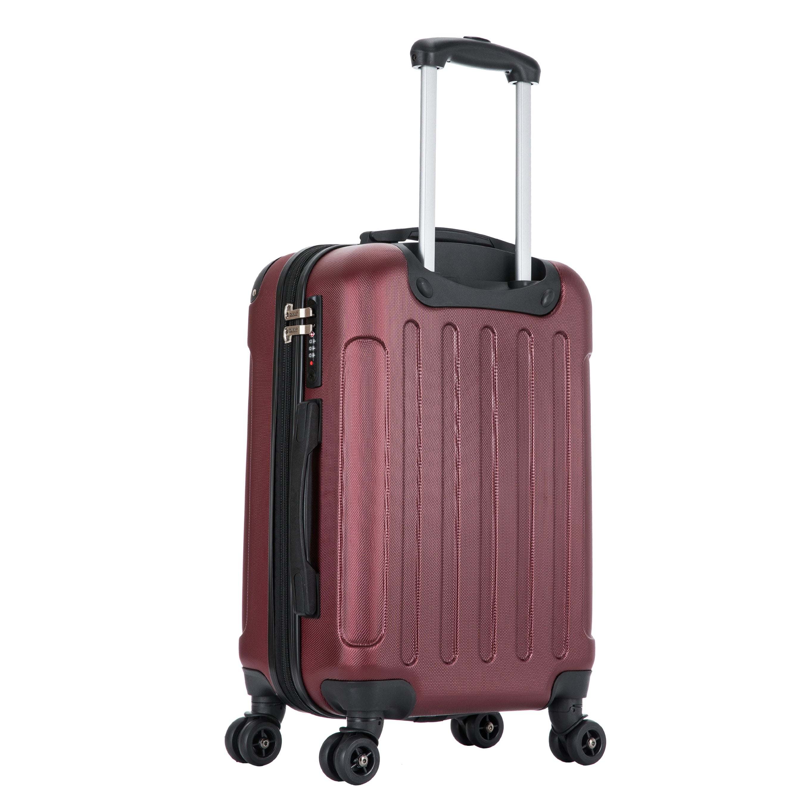 DUKAP Intely 20" Hardside Lightweight Carry-on Luggage with Spinner Wheels and USB Port, Wine