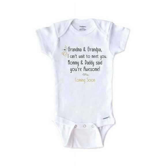 Grandma & Grandpa, I can't wait to meet you. Mommy & Daddy said you're Awesome! - surprise grandparents onesie birth pregnancy announcement - White 0-3 Months