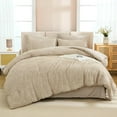thumbnail image 4 of Bed in a Bag Queen Khaki- 7 Pieces Queen Comforter Set Bedding Comforter Sets, Tufted Lightweight Fluffy Bed Set with Comforter, Sheets, Pillowcases & Shams for All Season, 4 of 14