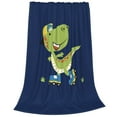 thumbnail image 2 of Bingfone Dino Playing Roller Skate Print Flannel Fleece Blanket Throw Blanket For Bed,Sofa,Couch,Travel,Camping(60"X50"), 2 of 9