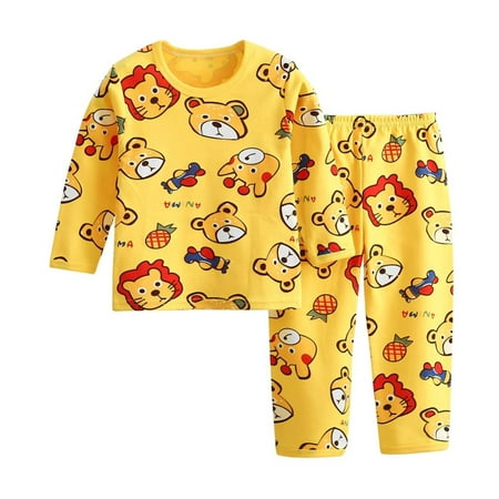 

Praeter Autumn Spring Boys Girls Cotton Pajamas Set Cartoon Bear Leisure Long Sleeves Pants Home Wear Sleepwear Two Peices Suit