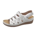 thumbnail image 2 of Bkhluea Women Slingback Wedge Sandals Lace-Up Cutout Shoes Comfortable For Casual Travel Daily Walking Outdoor Activities, 2 of 7
