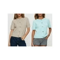 thumbnail image 3 of Hirigin Store Women's Knit Sweater Short Sleeve Round Neck Solid Color Loose Fit Pullover Button Down Tops, 3 of 8