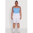 thumbnail image 2 of Womens Plus Size Stylish Snatched High Waist Bermuda Shorts with Faux Buttons, 2 of 5