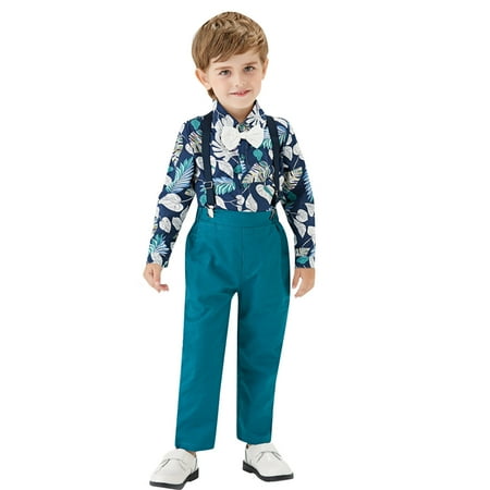 

Cathalem Suspenders And Bow Tie Outfit Toddler Boy Clothes Baby Boy Clothes Baby Shirt Suspender Pants Little Girls Tracksuit Set Childrenscostume Navy 18-24 Months
