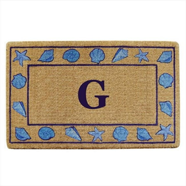 Nedia Home 02014I Heavy Duty Coco Mat 30 x 48 In. Evergreen Border Monogrammed I