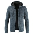 thumbnail image 2 of IYTR Men's Winter Warm Thickening Knitted Zipper Cardigan Sweaters Outwear Hooded Coat with Pockets Blue L, 2 of 6