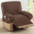 thumbnail image 2 of Collections Etc Diamond-Shape Quilted Stretch Recliner Cover with Storage Pockets and Elastic Straps - Furniture Protector, Chocolate, Recliner, 2 of 4