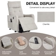 thumbnail image 6 of Leumius Power Lift Recliner Chair with Massage and Heat for Elderly,Heavy Duty Electric Reclining Chair with Side Pockets,USB Charge Port for Living Room,Beige+Chenille, 6 of 8