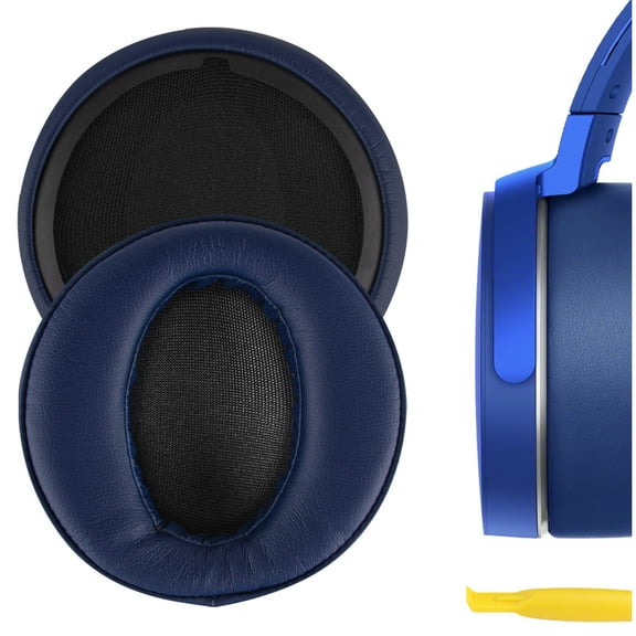Geekria QuickFit Protein Leather Replacement Ear Pads for MDR-XB950BT MDR-XB950B1 MDR-XB950/H Headphones Ear Cushions, Headset Earpads, Ear Cups Repair Parts (Navy Blue)