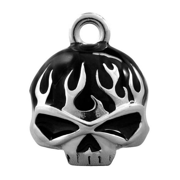 Black Flames Skull Silver Ride Bell HRB039, Harley Davidson